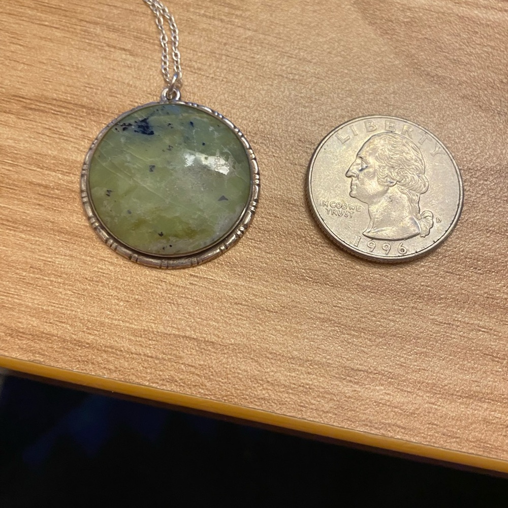 Vintage green quartz Pendant Necklace by Henry Griffith and sons in England
